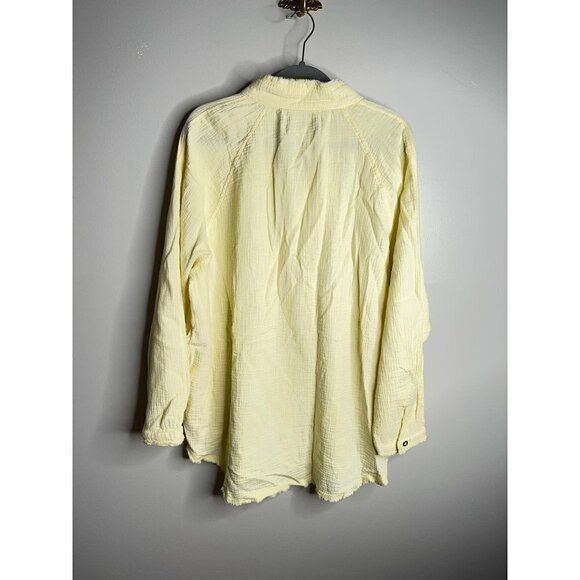 FREE PEOPLE We the Free Summer Daydream Button Down Shirt Yellow Size L NWT - Picture 4 of 5